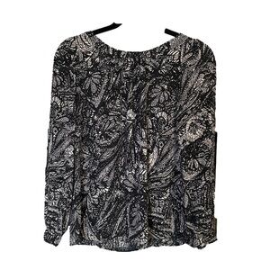 LOFT PETITES Size S Black and White Blouse